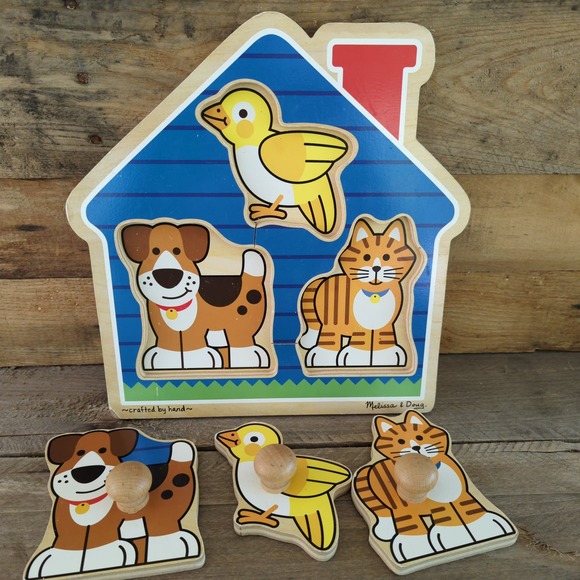 Melissa & Doug House Pets Jumbo Knob Puzzle - 3 Pieces / Pre-owned - Picture 2 of 8